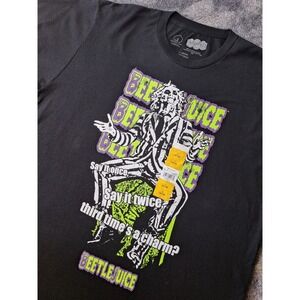 Beetlejuice Graphic TSHIRT Mens L 42/44‎ Black Neon Print Halloween Movie